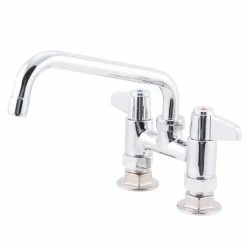 T&S Brass And Bronze Works Equip By T&S 5F-4DLX08 Deck Mount Swivel Base Mixing Faucet With 8 1/8" Swing Nozzle 4" Centers - ADA Compliant