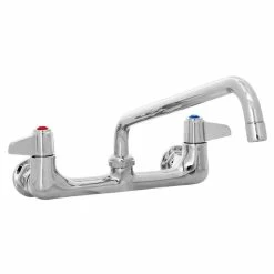 T&S Brass And Bronze Works Equip By T&S 5F-8WLX12 Wall Mounted Faucet With 12 1/8" Swing Spout, 5.2 GPM Laminar Flow Device, 8" Adjustable Centers, And Lever Handles