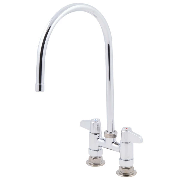 T&S Brass And Bronze Works Equip By T&S 5F-4DLS09 Deck Mounted Faucet With 9" Gooseneck Spout, 4" Centers, Laminar Flow Device, And Lever Handles - Image 2
