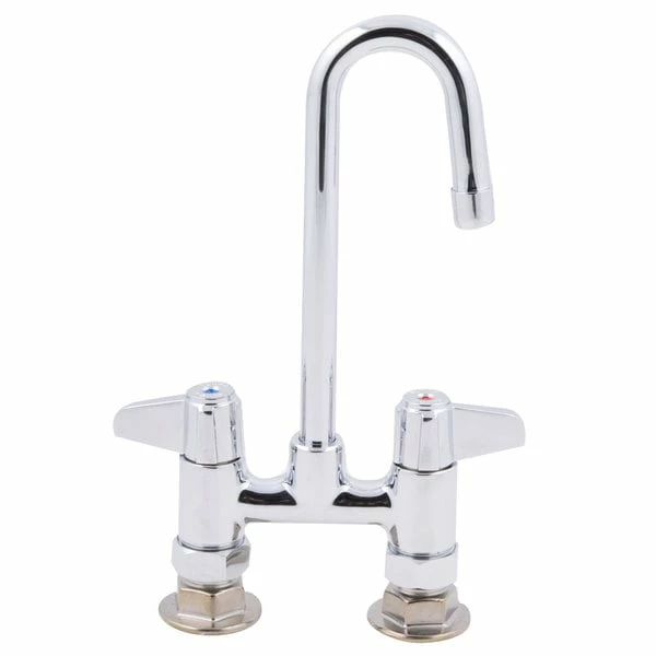 T&S Brass And Bronze Works Equip By T&S 5F-4DLX03 Deck Mounted Faucet With 2 13/16" Gooseneck Spout, 4" Centers, Laminar Flow Device, And Lever Handles - Image 2