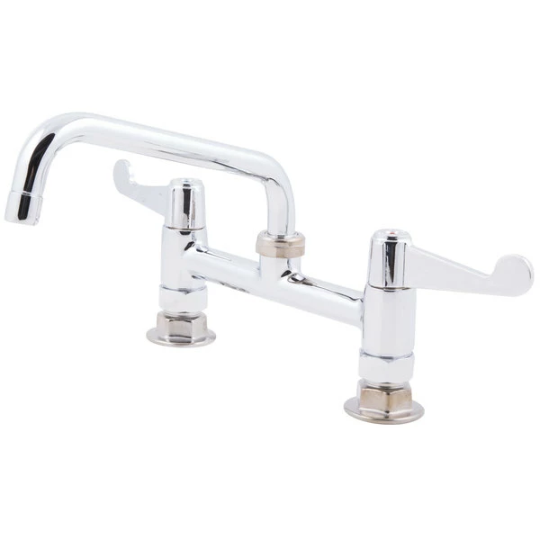T&S Brass And Bronze Works Equip By T&S 5F-8DWX08 Deck Mounted Faucet With 8" Adjustable Centers, 8 1/8" Swing Spout, 5.27 GPM Laminar Flow Device, Cerama Cartridges, And Wrist Handles - Image 2