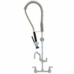 Fisher 34436 Backsplash Mounted Pre-Rinse Faucet With 8" Centers, 6" Add-On Faucet, And Wall Bracket