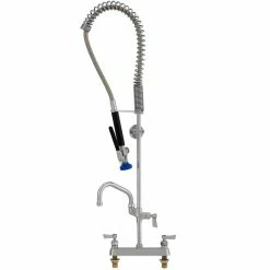 Fisher 30023 Deck Mounted Pre-Rinse Faucet With 8" Centers, 14" Add-On Faucet, Inline Vacuum Breaker, And Wall Bracket