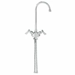 Fisher 1872 Deck Mounted Faucet With Flex Inlets, 3 1/2" Swivel Gooseneck Nozzle, 2.2 GPM Aerator, And Lever Handles