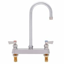 Fisher 1848 Deck Mounted Faucet With 8" Centers, 3 1/2" Rigid Gooseneck Nozzle, 2.2 GPM Aerator, And Lever Handles