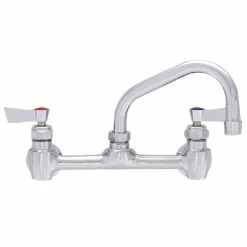 Fisher 13250 Backsplash Mounted Faucet With 8" Centers, 10" Swing Nozzle, 2.2 GPM Aerator, And Lever Handles
