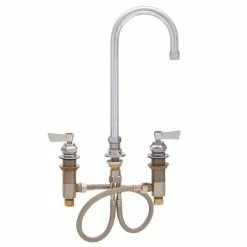 Fisher 1910 Deck Mounted Faucet With Widespread Deck, 3 1/2" Swivel Gooseneck Nozzle, 2.2 GPM Aerator, And Lever Handles