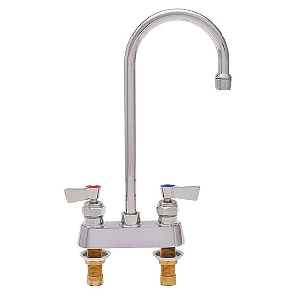 Fisher 3525 Deck Mounted Faucet With 4" Centers, 3 1/2" Swivel Gooseneck Nozzle, 2.2 GPM Aerator, And Lever Handles