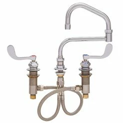 Fisher 48194 Deck Mounted Faucet With Widespread Deck, 15" Double-Jointed Swing Nozzle, 2.2 GPM Aerator, And Wrist Handles