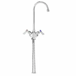 Fisher 3116 Deck Mounted Faucet With Flex Inlets, 5 1/2" Rigid Gooseneck Nozzle, 2.2 GPM Aerator, And Lever Handles