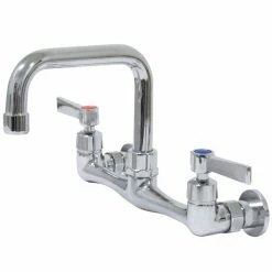 Advance Tabco K-160 6" Wall Mounted D-Style Extended Spout Swivel Faucet With 8" Centers And Lever Handles
