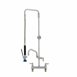 Fisher 25186 Deck Mounted Pre-Rinse Faucet With 8" Centers, Swivel Arm, 15" Hose, 10" Add-On Faucet, And Wall Bracket