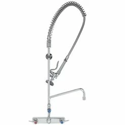 T&S Brass And Bronze Works T&S B-5125-12-B EasyInstall Wall Mounted Pre-Rinse Faucet With 8" Centers, 44" Hose, 12" Add-On Faucet, 1.15 GPM Spray Valve, And Eterna Cartridges