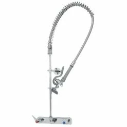 T&S Brass And Bronze Works T&S B-5125-B EasyInstall Wall Mounted Pre-Rinse Faucet With 8" Centers, 44" Hose, 1.15 GPM Spray Valve, And Eterna Cartridges