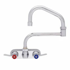 Fisher 61875 Wall Mounted Stainless Steel Faucet With 4" Centers, 21" Double-Jointed Swing Nozzle, 2.2 GPM Aerator, And Lever Handles
