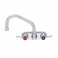 Fisher 62200 Wall Mounted Stainless Steel Faucet With 4" Centers, 10" Swing Nozzle, 2.2 GPM Aerator, And Lever Handles