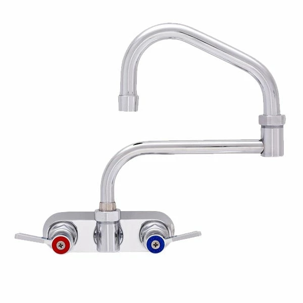 Fisher 62278 Wall Mounted Stainless Steel Faucet With 4" Centers, 15" Double-Jointed Swing Nozzle, 2.2 GPM Aerator, And Lever Handles