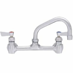Fisher 53104 Wall Mounted Stainless Steel Faucet With 8" Centers, 6" Swing Nozzle, 2.2 GPM Aerator, And Lever Handles
