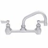 Fisher 60836 Backsplash Mounted Stainless Steel Faucet With 8" Centers, 12" Swing Nozzle, 2.2 GPM Aerator, And Lever Handles