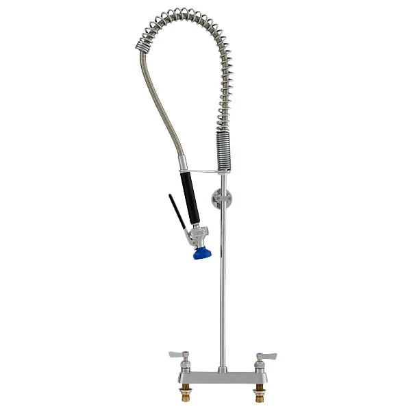 Fisher 68217 Deck Mounted Stainless Steel Pre-Rinse Faucet With 8" Centers, 36" Hose, And Wall Bracket