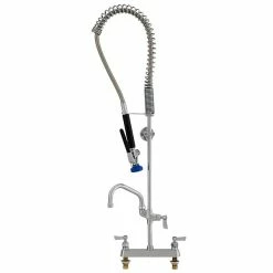 Fisher 68268 Deck Mounted Stainless Steel Pre-Rinse Faucet With 8" Centers, 36" Hose, 12" Add-On Faucet, And Wall Bracket