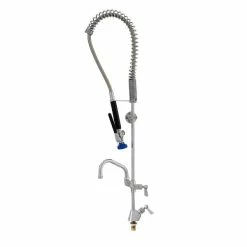 Fisher 68020 Deck Mounted Stainless Steel Pre-Rinse Faucet With 36" Hose, 8" Add-On Faucet, And Wall Bracket