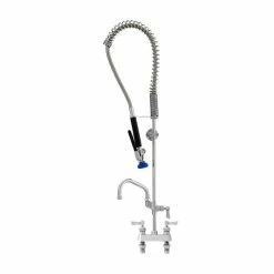 Fisher 36234 Deck Mounted Stainless Steel Pre-Rinse Faucet With 4" Centers, 30" Hose, 16" Add-On Faucet, Inline Vacuum Breaker, And Wall Bracket