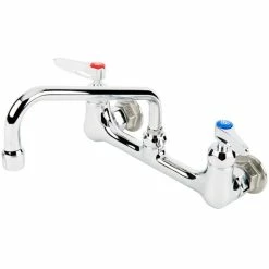 T&S Brass And Bronze Works T&S B-2414-CR-SC Wall Mount Mixing Faucet With 8" Adjustable Centers, 8" Swing Nozzle, Spring Checks, And Cerama Cartridges
