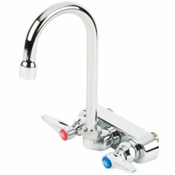 T&S Brass And Bronze Works T&S B-1146-02A Wall Mount Workboard Faucet With 4" Centers, 4 3/8" Gooseneck Spout, Escutcheon, Aerator, And Tailpieces