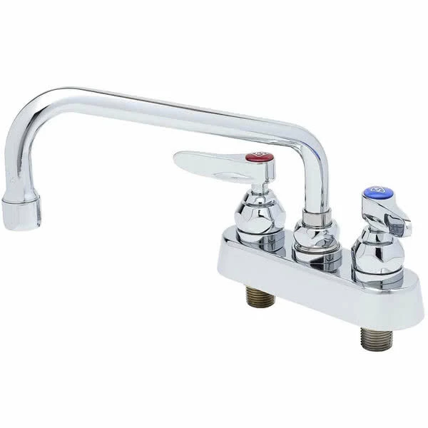 T&S Brass And Bronze Works T&S B-1110-XS-V12CR Deck Mounted Workboard Faucet With 4" Centers, 6" Swing Spout, 1.2 GPM Aerator, Cerama Cartridges, And Lever Handles
