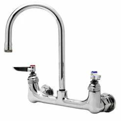 T&S Brass And Bronze Works Equip By T&S 5F-8WLB05 Wall Mounted Faucet With 5 9/16" Gooseneck Spout, 8" Centers, Laminar Flow Device, And Lever Handles
