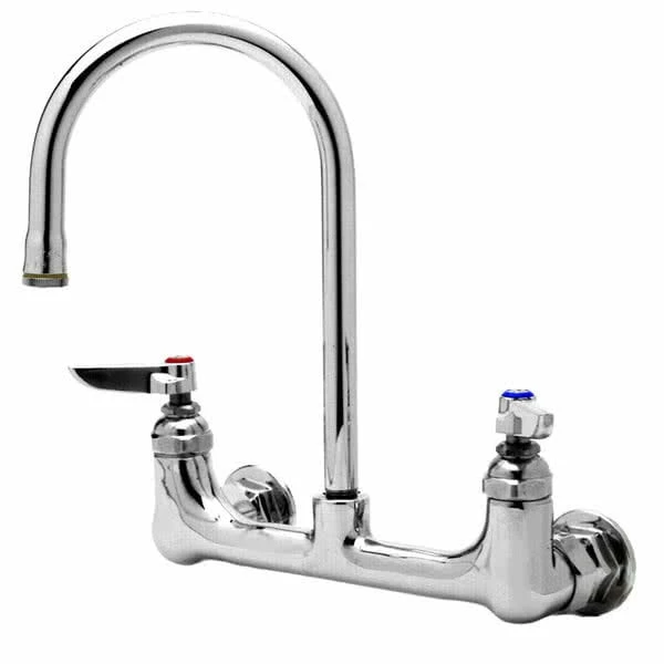 T&S Brass And Bronze Works Equip By T&S 5F-8WLB05 Wall Mounted Faucet With 5 9/16" Gooseneck Spout, 8" Centers, Laminar Flow Device, And Lever Handles