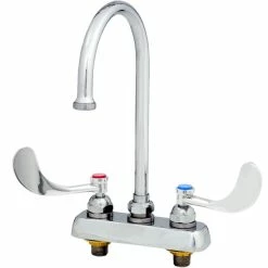 T&S Brass And Bronze Works T&S B-1141-XSCR4V22 Deck Mounted Workboard Faucet With 4" Centers, 5 3/4" Gooseneck Spout, 2.2 GPM Aerator, Cerama Cartridges, And Wrist Action Handles