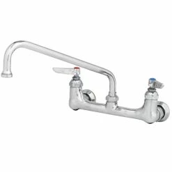 T&S Brass And Bronze Works T&S B-0231-EE-A22CR Wall Mounted Pantry Faucet With 8" Centers, 12" Swing Spout, 2.2 GPM Aerator, Cerama Cartridges, And Lever Handles