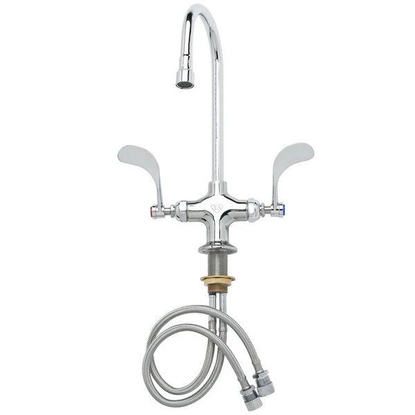 T&S Brass And Bronze Works T&S B-0300-VR4-WS Deck Mounted Pantry Faucet With 5 3/4" Gooseneck Nozzle, 1.5 GPM Aerator, Eterna Cartridges, And 4" Wrist Handles
