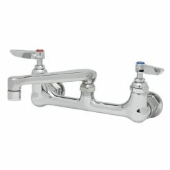 T&S Brass And Bronze Works T&S B-0230-01-QT-VR Wall Mounted Faucet With 8" Adjustable Centers, 6" Cast Swing Spout, 2.2 GPM Aerator, Eterna Cartridges, And Lever Handles