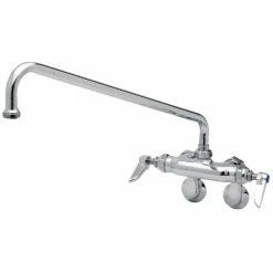 T&S Brass And Bronze Works T&S B-0236-CR-EK Wall Mounted Faucet With 8" Adjustable Centers, 12" Swing Spout, Stream Regulator Outlet, Cerama Cartridges, Elbows, And Lever Handles