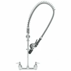 T&S Brass And Bronze Works T&S B-0133-CR-BC-T EasyInstall Wall Mounted Pre-Rinse Faucet With 8" Centers, 0.65 GPM Spray Valve, Cerama Cartridges, And Lever Handles