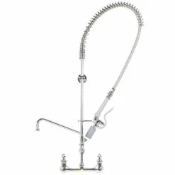 T&S Brass And Bronze Works T&S B-0123-12CRBJST EasyInstall Deck Mounted Pre-Rinse Faucet With 8" Centers, 1.07 GPM Spray Valve, 12" Add-On Faucet, Cerama Cartridges, And Lever Handles