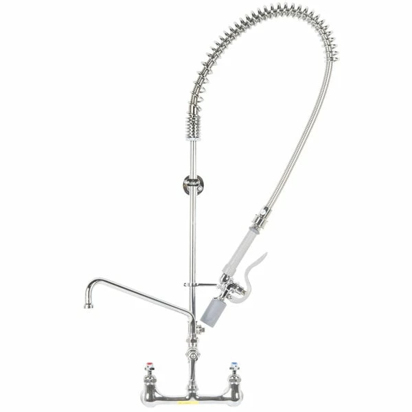 T&S Brass And Bronze Works T&S B-0113-12CRBJSW EasyInstall Deck Mounted Pre-Rinse Faucet With Single Base, 1.07 GPM Spray Valve, 12" Add-On Faucet, Cerama Cartridges, And Lever Handles