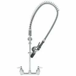T&S Brass And Bronze Works T&S B-0133-J EasyInstall Wall Mounted Pre-Rinse Faucet With 8" Centers, 1.07 GPM Spray Valve, Eterna Cartridges, And Lever Handles
