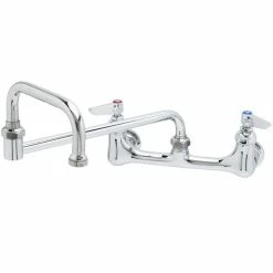 T&S Brass And Bronze Works T&S B-0230-24DJ-CR Wall Mounted Faucet With 8" Adjustable Centers, 24" Double-Jointed Swing Spout, Stream Regulator Outlet, Cerama Cartridges, And Lever Handles