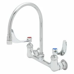 T&S Brass And Bronze Works T&S B-0331-CR4-L22 Wall Mounted Pantry Faucet With 8" Centers, 5 3/4" Gooseneck Spout, 2.2 GPM Laminar Flow Device, Cerama Cartridges, And Wrist Handles