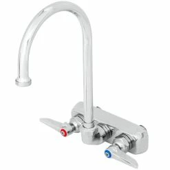 T&S Brass And Bronze Works T&S B-1146-CR Wall Mounted Workboard Faucet With 4" Centers, 5 3/4" Gooseneck Spout, 2.2 GPM Aerator, Cerama Cartridges, And Lever Handles