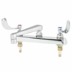 T&S Brass And Bronze Works T&S B-1120-0CS6-WH4 Deck Mounted Workboard Faucet With 8" Centers, 6" Swivel Cast Spout, 2.2 GPM Aerator, Eterna Cartridges, And Wrist Handles