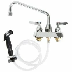 T&S Brass And Bronze Works T&S B-1171 Deck Mounted Workboard Faucet With Self-Closing Spray Valve And 4" Centers - 8" Swing Nozzle