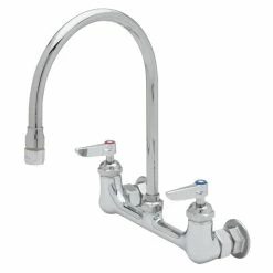 T&S Brass And Bronze Works T&S B-0230-134XA-CR Wall Mounted Pantry Faucet With 8" Adjustable Centers, 7 13/16" Swivel Gooseneck, And Cerama Cartridges