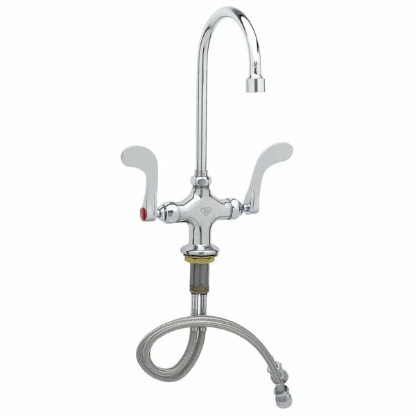 T&S Brass And Bronze Works T&S B-0300-VR4-WS Deck Mounted Pantry Faucet With 5 3/4" Gooseneck Nozzle, 1.5 GPM Aerator, Eterna Cartridges, And 4" Wrist Handles - Image 2