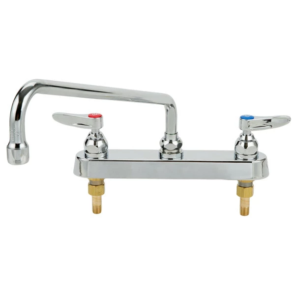 T&S Brass And Bronze Works T&S B-1134 Deck Mount Workboard Faucet With 8" Centers, 14" Swing Nozzle, Escutcheon, And Tailpieces