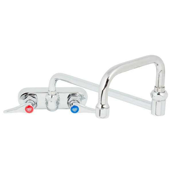 T&S Brass And Bronze Works T&S B-1136-CR Wall Mounted Workboard Faucet With 4" Centers, 18" Double-Jointed Swing Spout, 2.2 GPM Aerator, Cerama Cartridges, And Lever Handles - Image 2